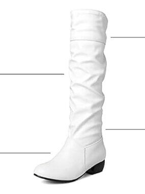 Faux Leather Knee High Flat Slouch Boots